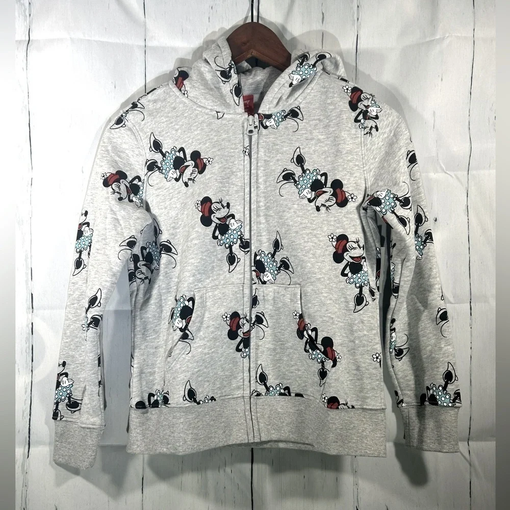 Disney Girls Fleece Full Zip Up Hoodie Sweatshirt Outdoor Minnie Mouse Sz L (10)